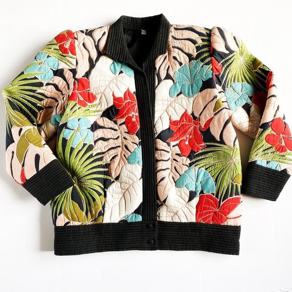 Vintage unknown Jackets & Blazers - Vintage 80's Tropical Quilted Golden Girl's Jacket